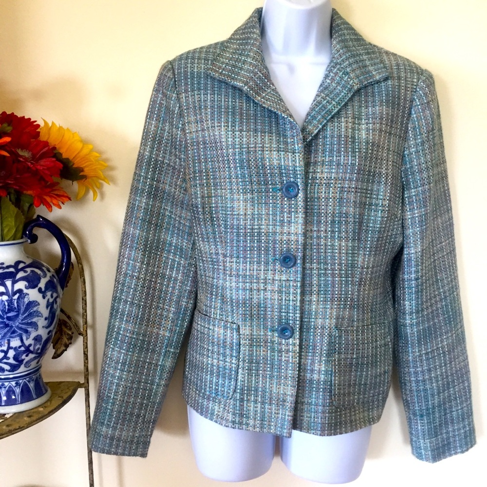 Vintage Jaclyn Smith Blue Tweed Blazer